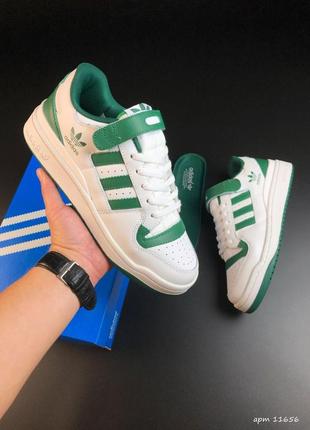 Мужские кроссовки adidas forum low white green