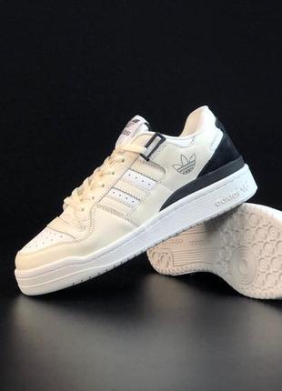 Чоловічі кросівки adidas forum low white beige black5 фото