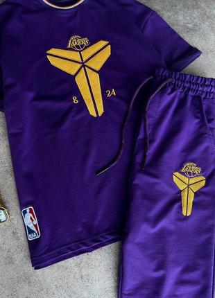 Чоловічий комплект футболка + штани / комплект lakers в фіолетовому кольорі на кожен день5 фото