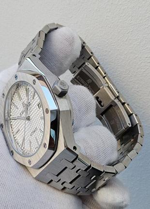 Швейцарський годинник audemars piguet royal oak silver white3 фото