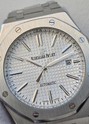 Швейцарський годинник audemars piguet royal oak silver white9 фото