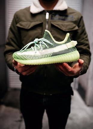 Круті рефлективні чоловічі кросівки adidas адідас yeezy boost 350 reflective, зелені5 фото