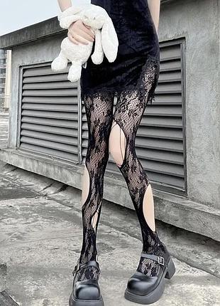 Колготки сітка з вирізами аніме-готика dark lolita
