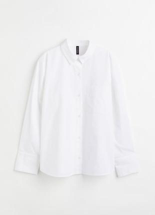 Базова біла сорочка оверсайз із попліну н&amp;м — м, l1 фото