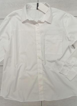 Базова біла сорочка оверсайз із попліну н&amp;м — м, l5 фото