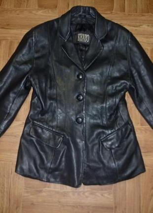 Натуральна шкіряна куртка kenzo exclusive утеплена чорна жіноча5 фото
