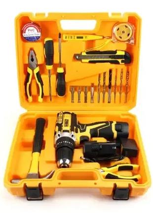 Аккумуляторный ударный шуруповерт dewalt dcd 680 12v 2 с набором инструментов3 фото