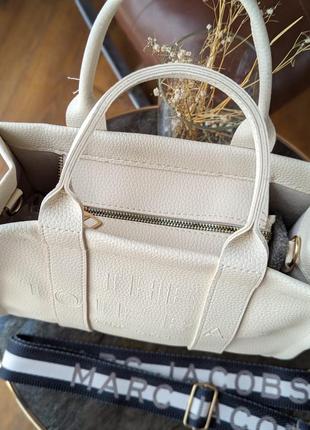 Жіноча сумка шопер а4 велика молочна tote bag marc jacobs2 фото