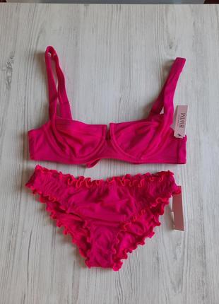 Розовый купальник в стиле барби barbie victoria's secret 34в xs s с рюшами мягкая чашка с чашечками3 фото