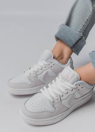 Женские кроссовки nike sb dunk low retro white easy pink сб данк бельки