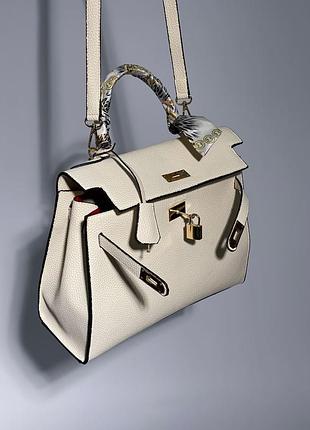 Сумка hermès kèlly bag beige 5
