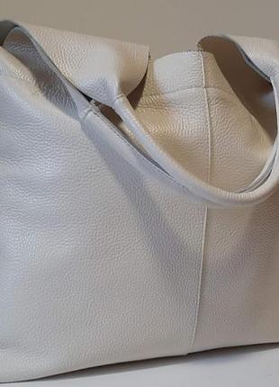 Хіт сезону! жіноча сумка -баул з натуральної шкіри молочний беж3 фото