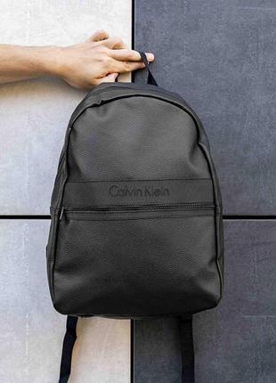 Модний міський рюкзак calvin klein bon чоловічий чорний з екошкіри ck1 фото