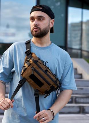 Универсальная бананка, поясная сумка цвет камуфляжный койот с карабином