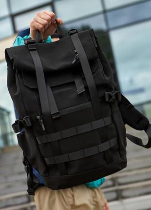 Рюкзак turist mini нейлон трансформер, для подорожей в який влізе все, на 30-50л, чорний колір3 фото