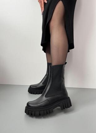Черные ботильоны челси,кожа,зима