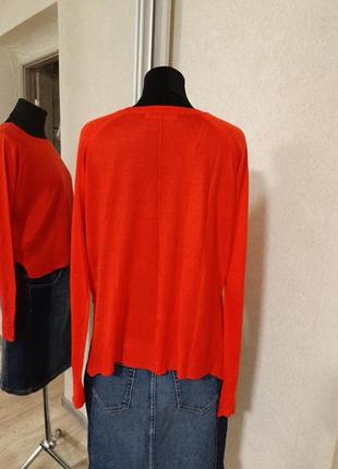 Zara джемпер оверсайз пуловер тонка кофтинка zara морквяного кольору3 фото