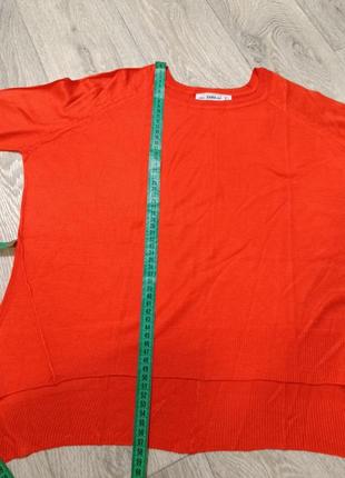 Zara джемпер оверсайз пуловер тонка кофтинка zara морквяного кольору5 фото