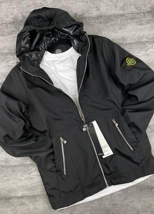 Куртка стон айленд чорна / спортивні чоловічі вітровки stone island на весну - осінь