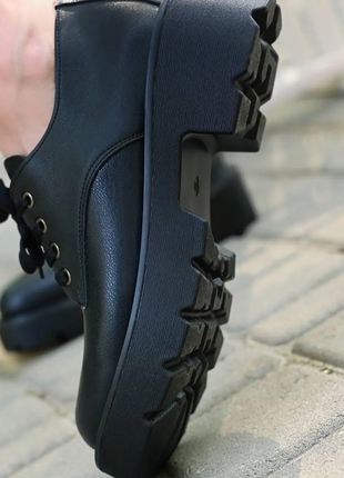Туфли женские черные на шнуровке т17053 фото