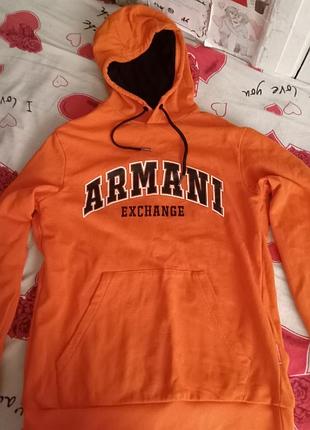Оранжевая толстовка худи armani exchange