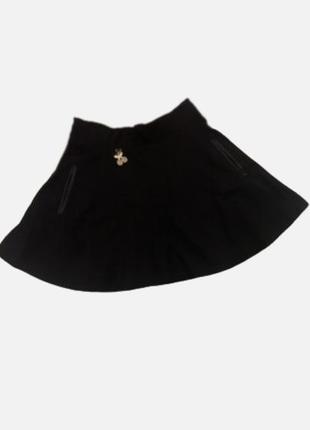 Черная школьная юбка с карманами в школу на молнии базовая юбка в складку