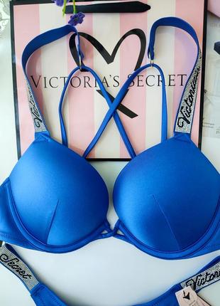 Купальник с двойным пуш ап victoria's secret original 32c 70c s 36 38 70с bombshell shine со стразами сияющий4 фото