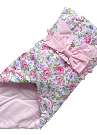 Летний конверт-одеяло на выписку в розовом цвете из органического хлопка 80*100 см от ™ minky home1 фото