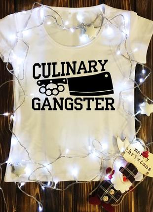 Женская футболка  с принтом - кулинарный гангстер