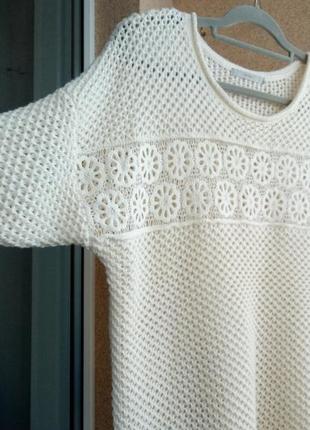 Красивый стильный свитер фактурной вязки с коротким рукавом5 фото