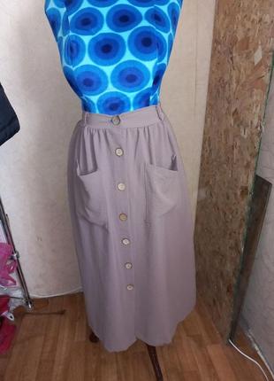 Новая бежевая юбка миди с накладными карманами 48 размер1 фото