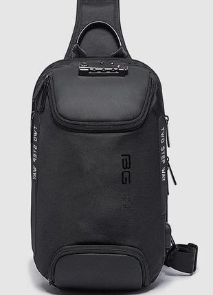 Однолямочний рюкзак bange bg-7082 вологостійкий  пилозахистний кодовий замок чорний 9л3 фото