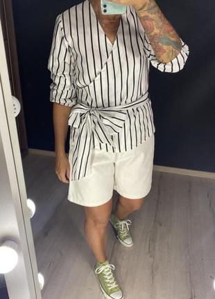 Топ в полоску, рубашка на запах zara