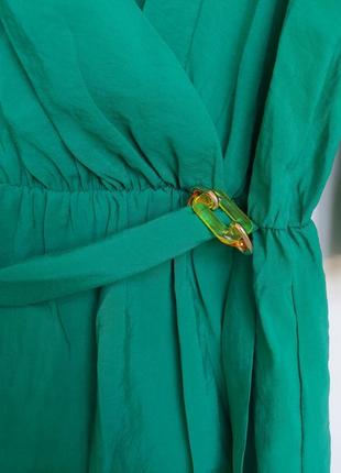 Женское зеленое платье с запахом peacocks8 фото