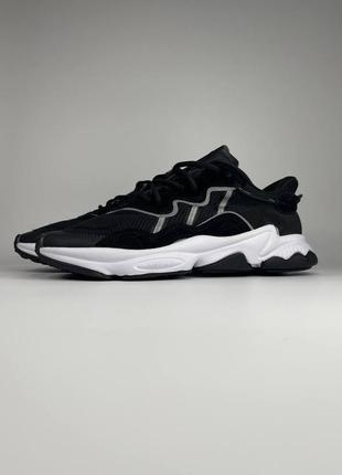 Мужские кроссовки adidas ozweego (черные с белым)4 фото