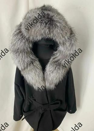 Женское пальто пончо кашемир с мехом чернобурки с 44 по 565 фото