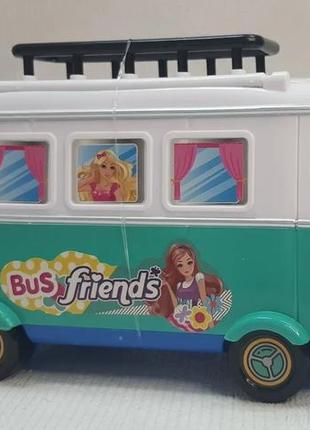 Машина-трансформер фургон для кукол автобус для путешествий с мини куклами и мебелью кемпер 78893 фото