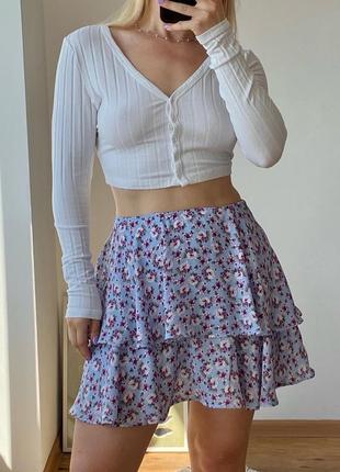 Новая ярусная юбка-шорты zara в цветы5 фото