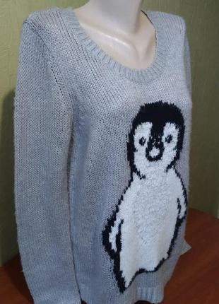 Джемпер, кофточка с пингвином🐧, 2% мохера3 фото