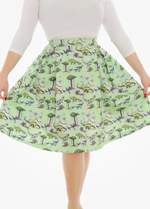 Крутая юбка в стиле пин ап рокабилли свинг с динозаврами динозавр lindy boo