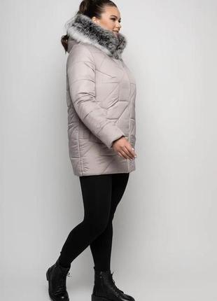 Жіноча зимова тепла куртка з хутром песця1 фото