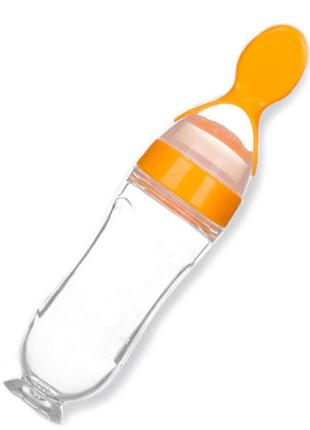 Пляшка-ложка для годування новонародженого 20 х 5 см помаранчевий (n-1337)