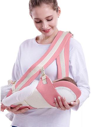 Хіпсит ерго-рюкзак кенгуру перенесення baby carrier 6в1 рожевий з сіткою (n-10119)3 фото