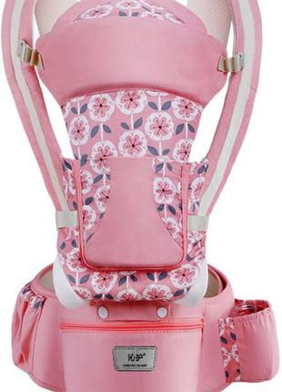 Хипсит эрго-рюкзак кенгуру переноска baby carrier 6в1 розовый цветок (n-10120)