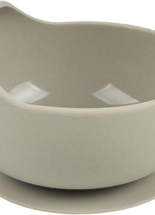 Силиконовая круглая глубокая тарелка y20 для первых блюд на присоске серый (n-10144)