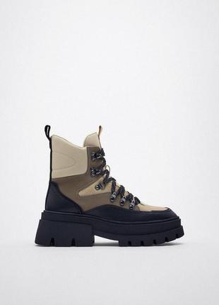 Ботинки zara, ботинки с контрастными нейлоновыми вставками zara
