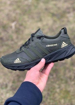 Чоловічі шкіряні кросівки adidas climacool green olive