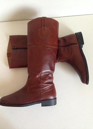 Zara брендовые кожаные сапоги 37 р.