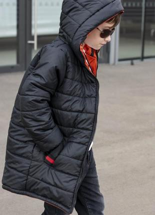 Стильная подростковая двухсторонняя куртка для мальчиков , размеры на рост 140, 1464 фото