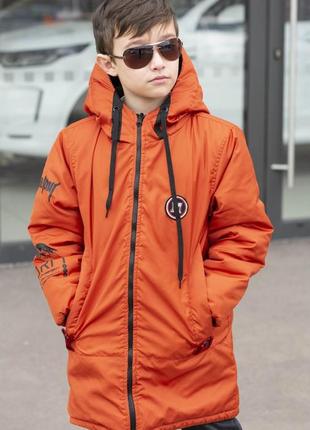 Стильная подростковая двухсторонняя куртка для мальчиков , размеры на рост 140, 1462 фото